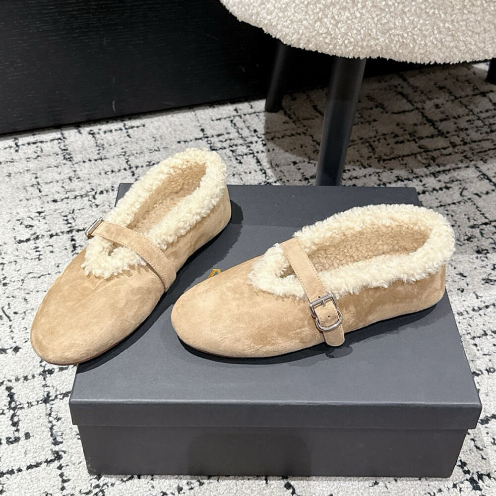 ALAIA Shearling Ballet Flats